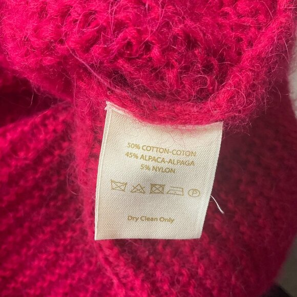 Free People S V-Neck Oversized Knit Sweater All Mine Hot Pink Alpaca Bl Slouchy - Picture 5 of 10